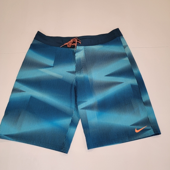 Nike Vapor Swim Trunks Board Shorts Size 34 Aqua Blue & Orange - Picture 3 of 13